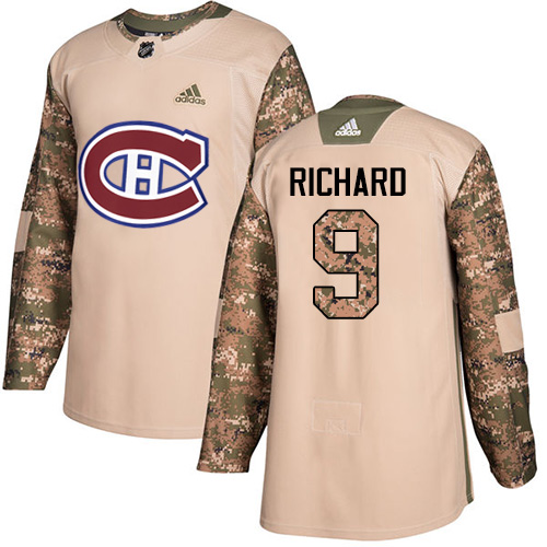 Adidas Canadiens #9 Maurice Richard Camo Authentic Veterans Day Stitched NHL Jersey